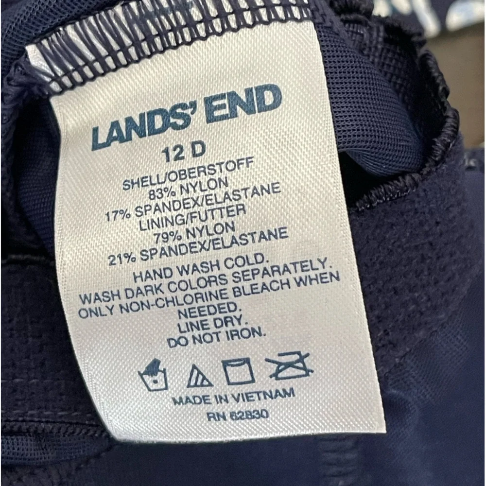 LANDS END NEW 12D navy white swimsuit top tankini top, and worn once bottoms 10 - Picture 3 of 3